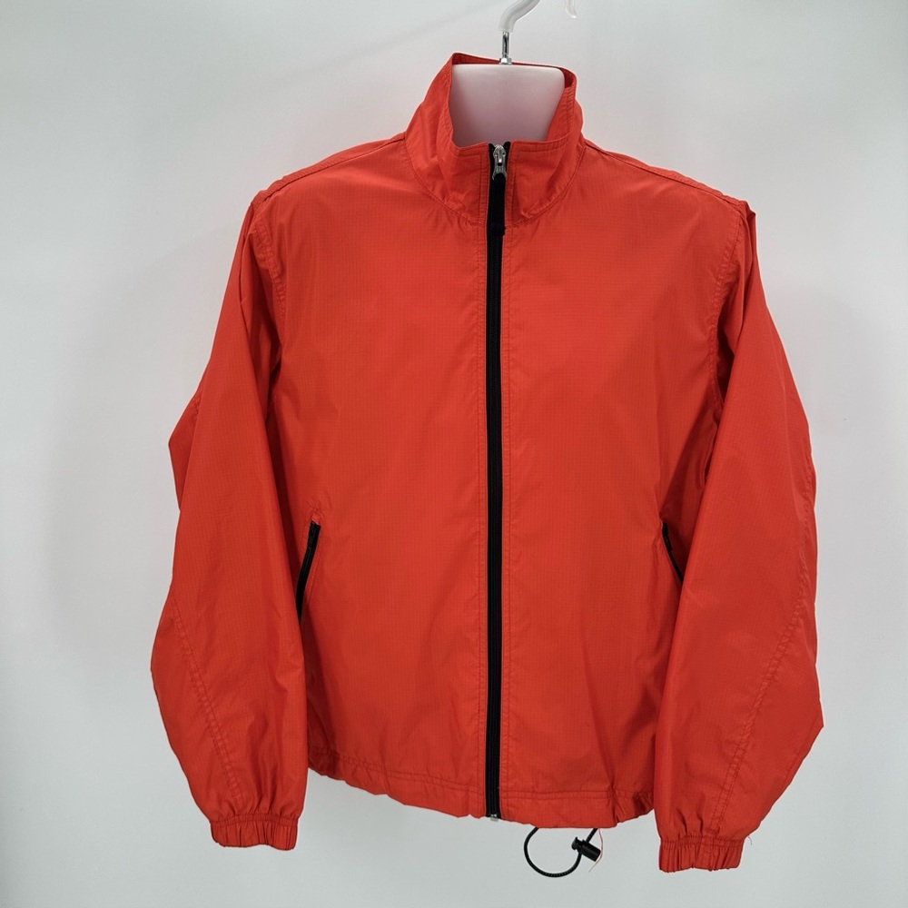 VTG Gap Y2K Jacket Mens XS Orange Windbreaker Nylon Full Zip Pockets STAINS READ